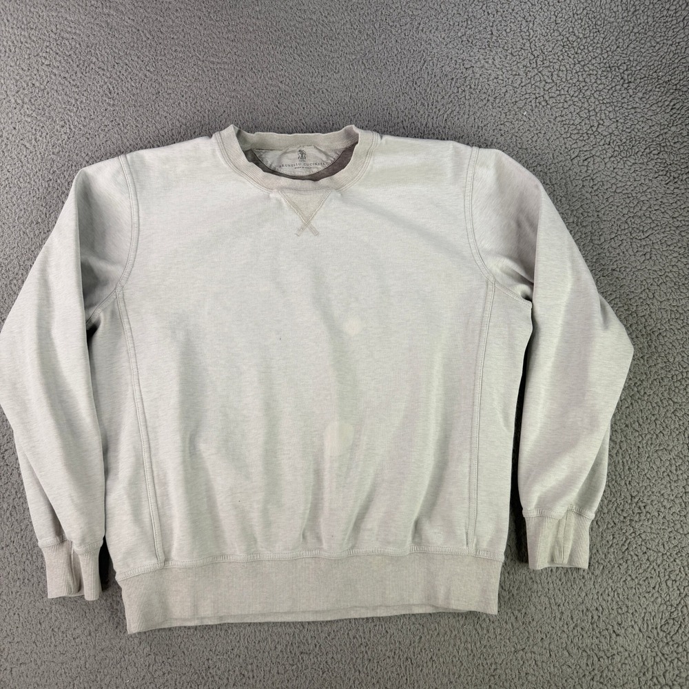 Brunello Cucinelli Sweatshirt Mens Med Gray Cotton Blend Crewneck Made In Italy
